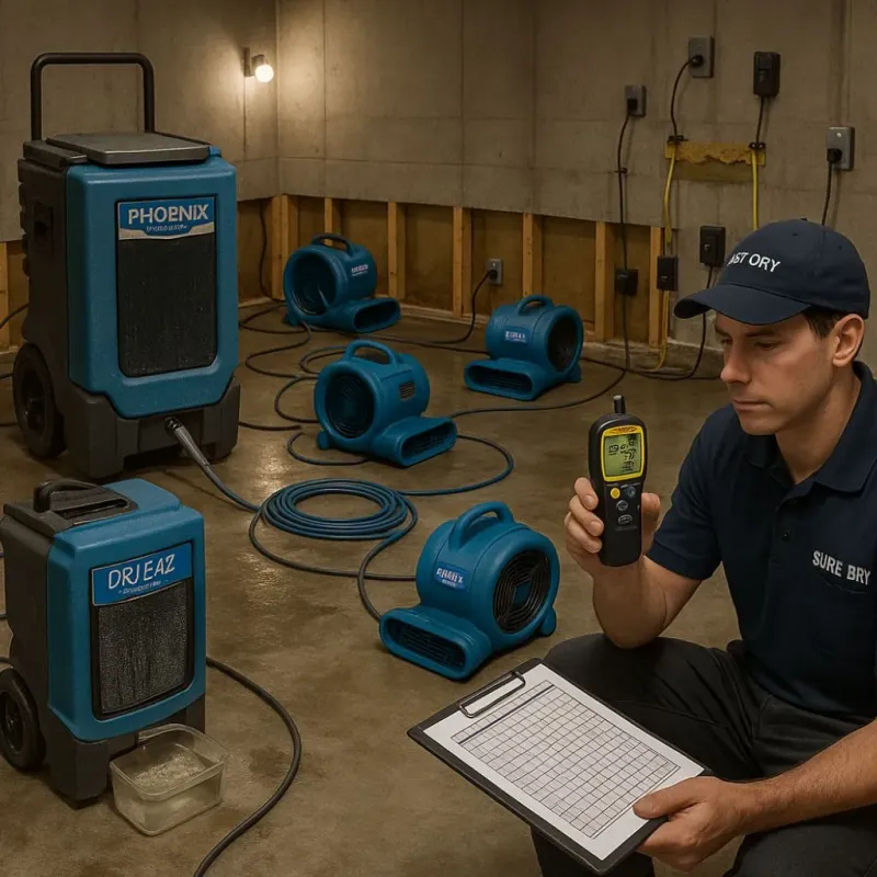 Structural Drying and Dehumidification process in Siesta Shores, TX